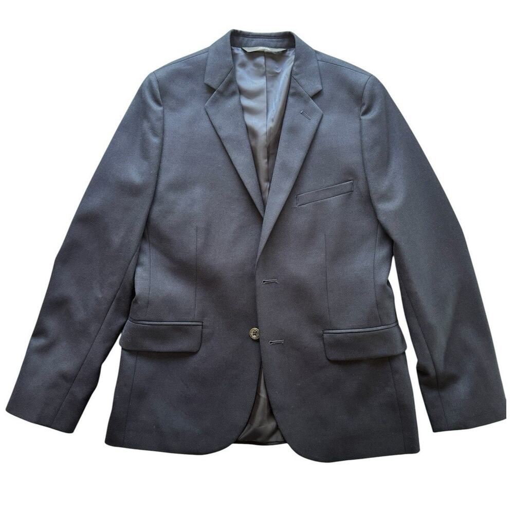 Nordstrom Kids Boys Navy Blue Lined 2-Button Sport Coat Jacket Blazer Size 14
